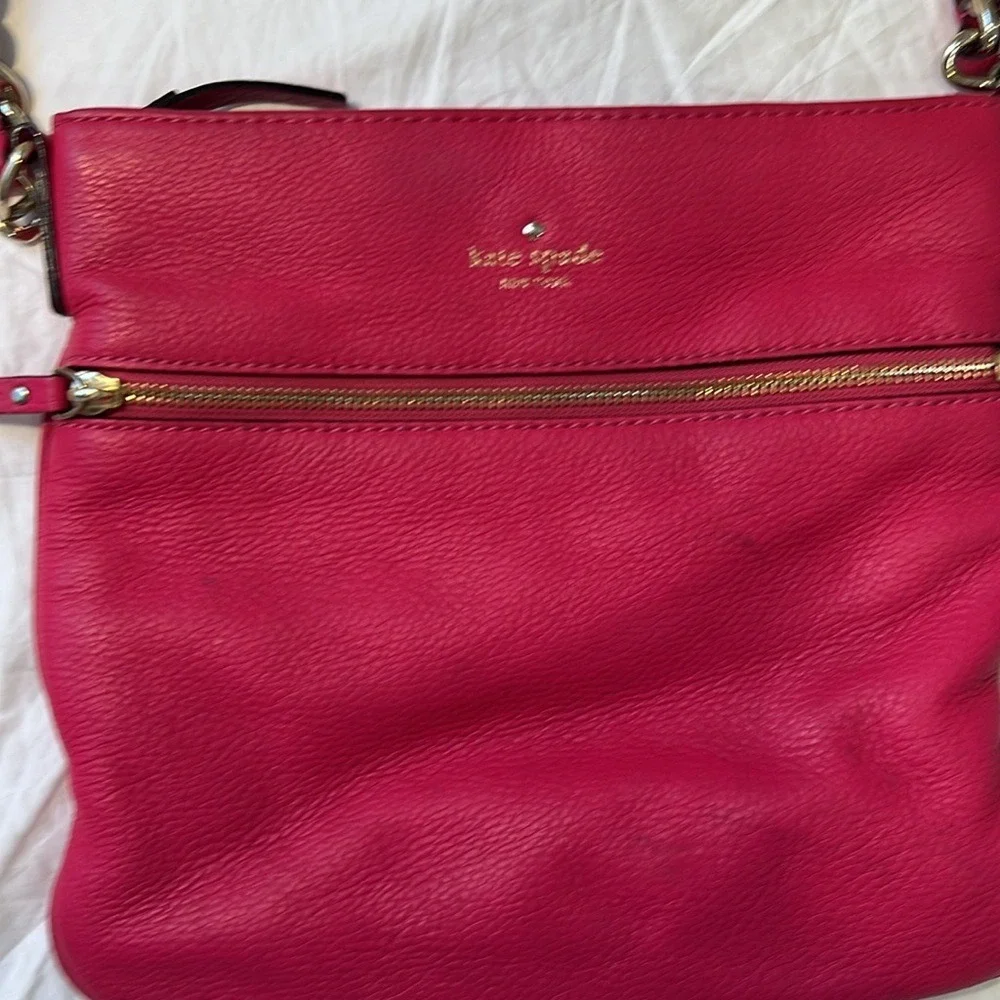 Kate Spade Magenta Leather‎ Y2K 2000s Shoulder Bag Crossbody Authentic Hot Pink